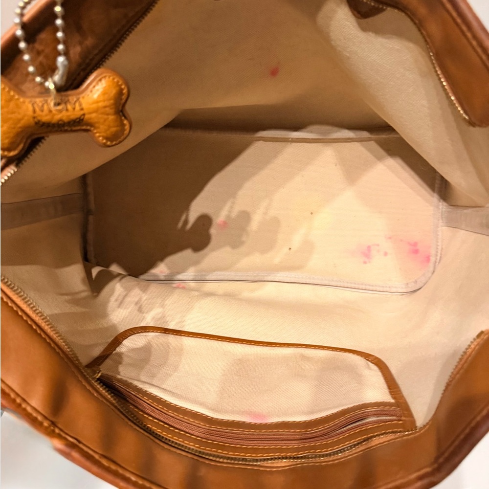 MCM Tan Tote with Blue Stripes - Picture 5 of 11